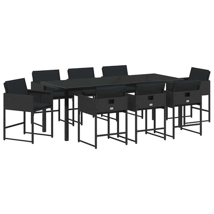 Trädgårdsmöbelset 9 pcs Svart konstrotting