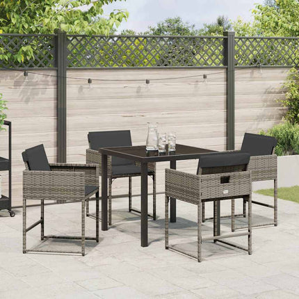 Trädgårdsmöbelset 5 pcs Grå konstrotting