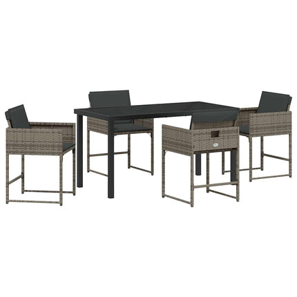 Trädgårdsmöbelset 5 pcs Grå konstrotting