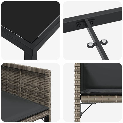 Trädgårdsmöbelset 5 pcs Grå konstrotting