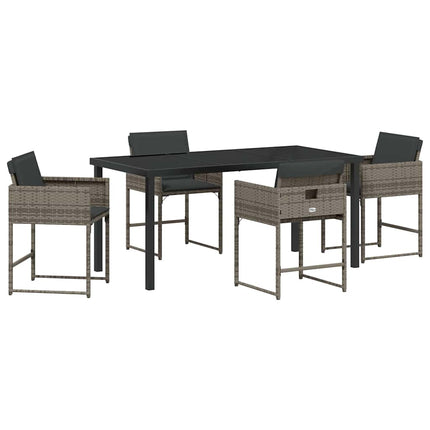 Trädgårdsmöbelset 5 pcs Grå konstrotting