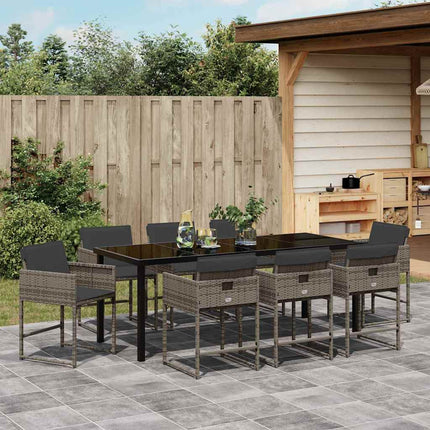 Trädgårdsmöbelset 9 pcs Grå konstrotting