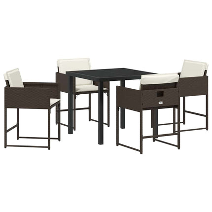 Trädgårdsmöbelset 5 pcs Brun konstrotting