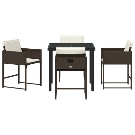 Trädgårdsmöbelset 5 pcs Brun konstrotting