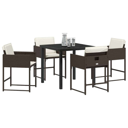 Trädgårdsmöbelset 5 pcs Brun konstrotting