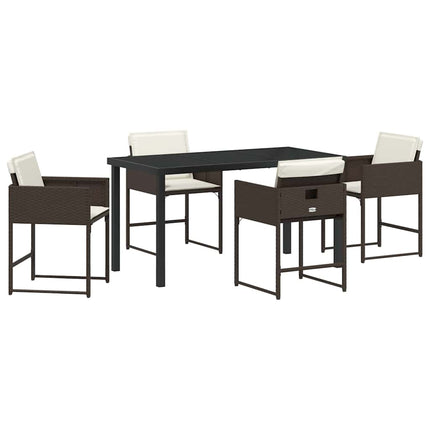 Trädgårdsmöbelset 5 pcs Brun konstrotting