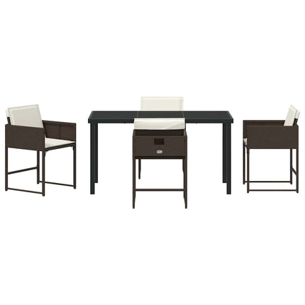 Trädgårdsmöbelset 5 pcs Brun konstrotting