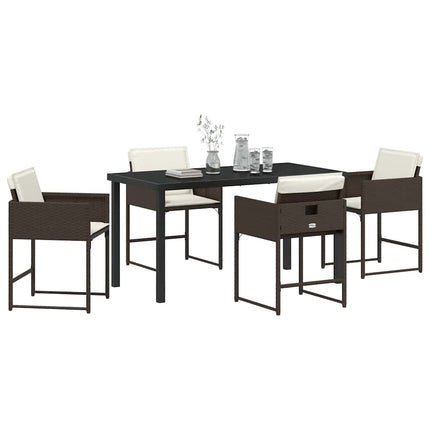 Trädgårdsmöbelset 5 pcs Brun konstrotting