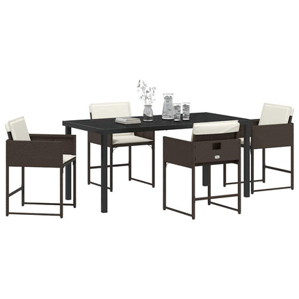 Trädgårdsmöbelset 5 pcs Brun konstrotting