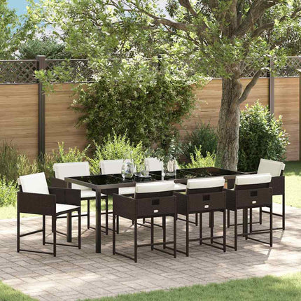 Trädgårdsmöbelset 9 pcs Brun konstrotting