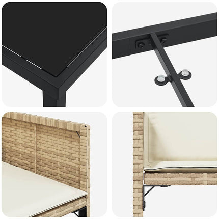Trädgårdsmöbelset 5 pcs Beige konstrotting