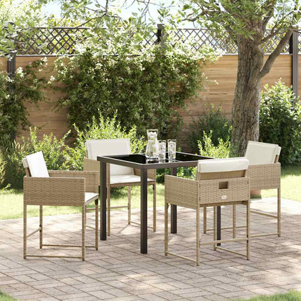 Trädgårdsmöbelset 5 pcs Beige konstrotting