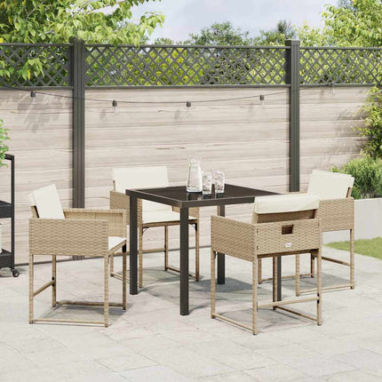 Trädgårdsmöbelset 5 pcs Beige konstrotting