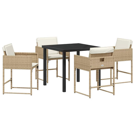 Trädgårdsmöbelset 5 pcs Beige konstrotting
