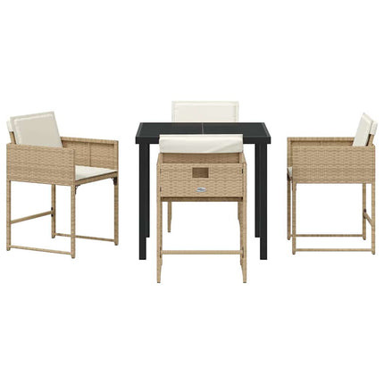 Trädgårdsmöbelset 5 pcs Beige konstrotting