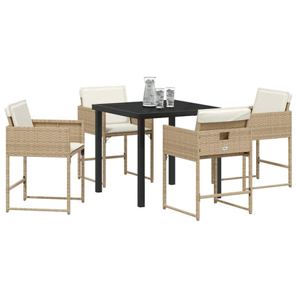 Trädgårdsmöbelset 5 pcs Beige konstrotting