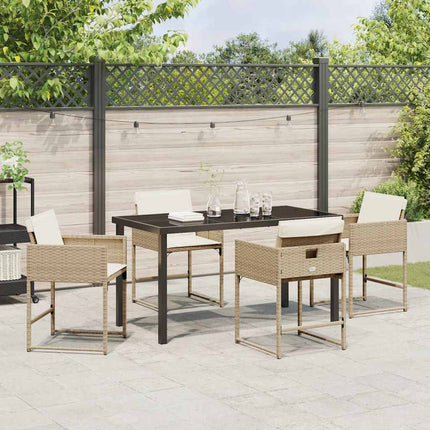 Trädgårdsmöbelset 5 pcs Beige konstrotting