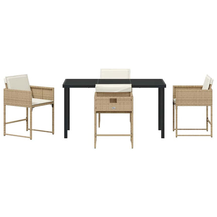 Trädgårdsmöbelset 5 pcs Beige konstrotting