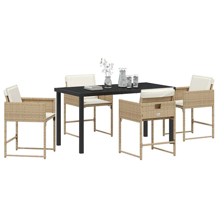 Trädgårdsmöbelset 5 pcs Beige konstrotting