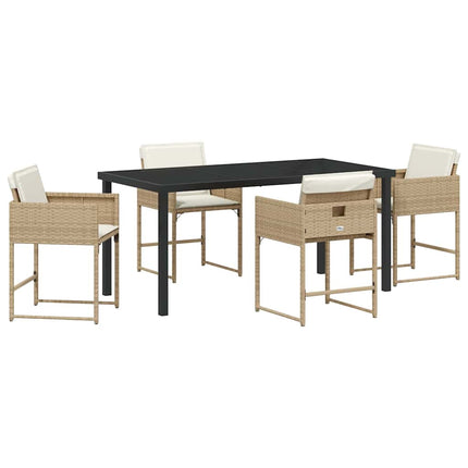 Trädgårdsmöbelset 5 pcs Beige konstrotting