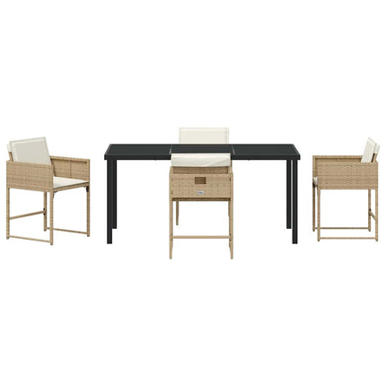 Trädgårdsmöbelset 5 pcs Beige konstrotting