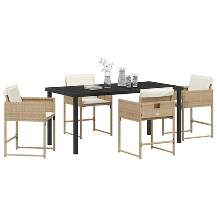 Trädgårdsmöbelset 5 pcs Beige konstrotting