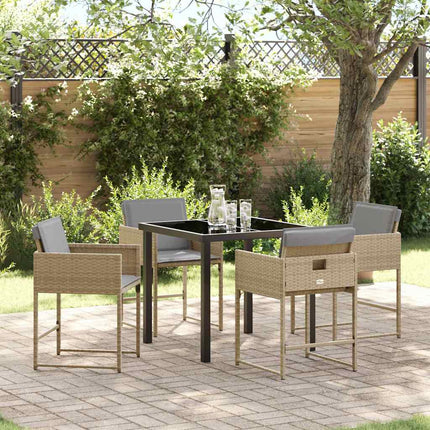 Trädgårdsmöbelset 5 pcs Beige konstrotting