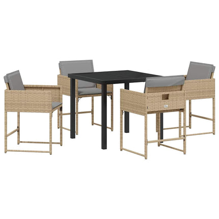 Trädgårdsmöbelset 5 pcs Beige konstrotting