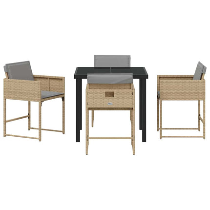 Trädgårdsmöbelset 5 pcs Beige konstrotting