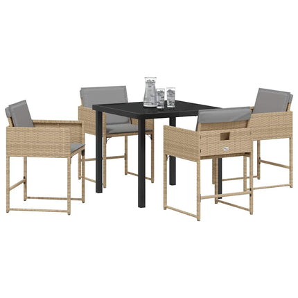 Trädgårdsmöbelset 5 pcs Beige konstrotting