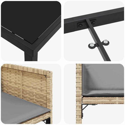 Trädgårdsmöbelset 5 pcs Beige konstrotting