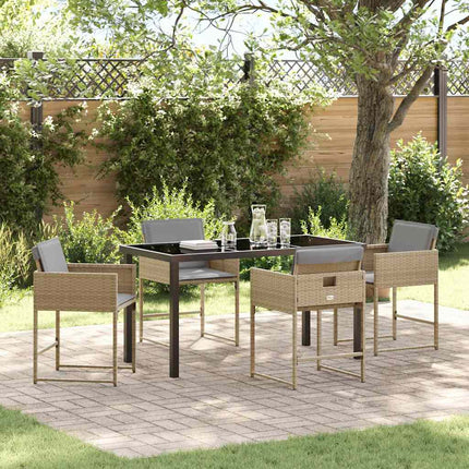 Trädgårdsmöbelset 5 pcs Beige konstrotting