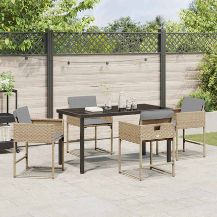 Trädgårdsmöbelset 5 pcs Beige konstrotting