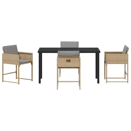 Trädgårdsmöbelset 5 pcs Beige konstrotting