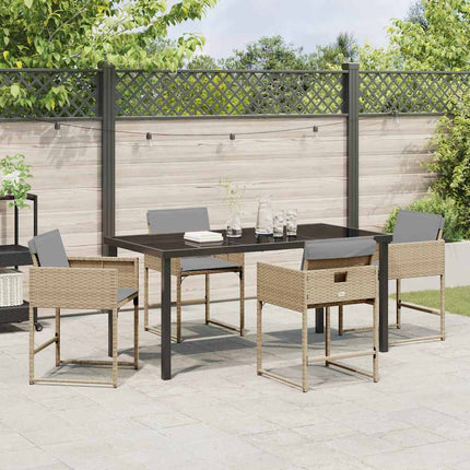 Trädgårdsmöbelset 5 pcs Beige konstrotting