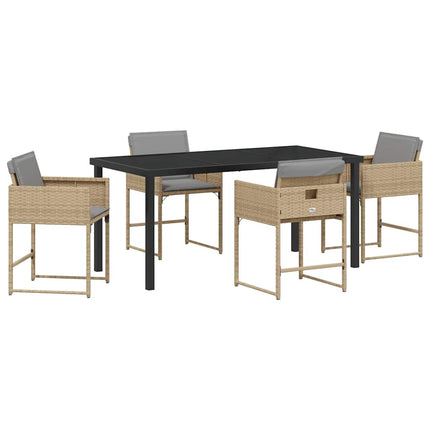 Trädgårdsmöbelset 5 pcs Beige konstrotting
