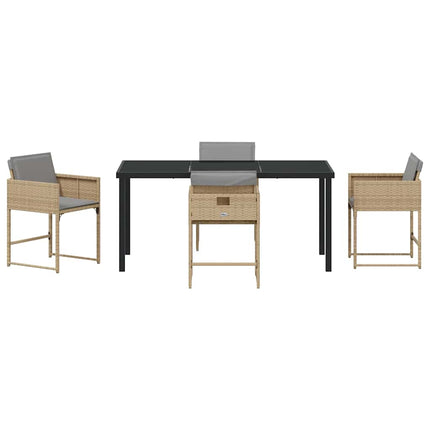 Trädgårdsmöbelset 5 pcs Beige konstrotting