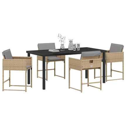 Trädgårdsmöbelset 5 pcs Beige konstrotting
