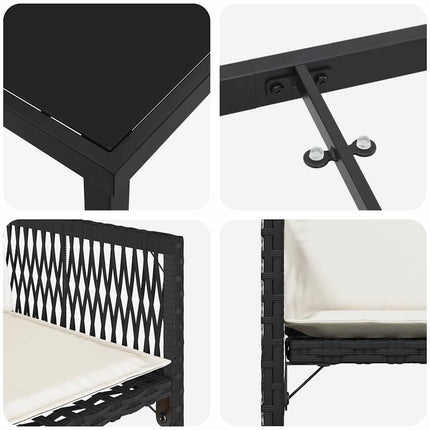 Trädgårdsmöbelset 5 pcs Svart konstrotting