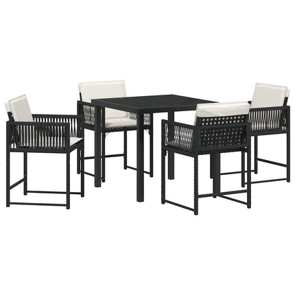 Trädgårdsmöbelset 5 pcs Svart konstrotting