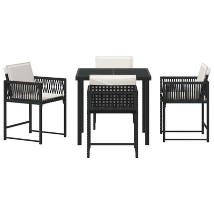 Trädgårdsmöbelset 5 pcs Svart konstrotting
