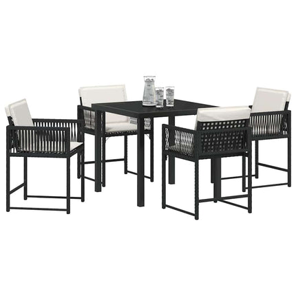 Trädgårdsmöbelset 5 pcs Svart konstrotting