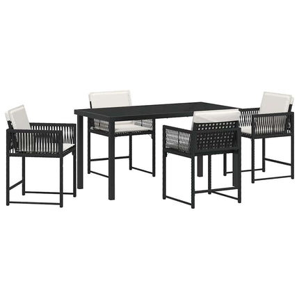 Trädgårdsmöbelset 5 pcs Svart konstrotting
