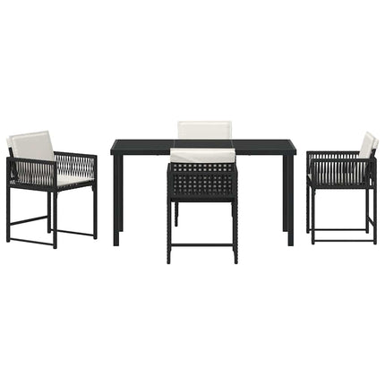 Trädgårdsmöbelset 5 pcs Svart konstrotting