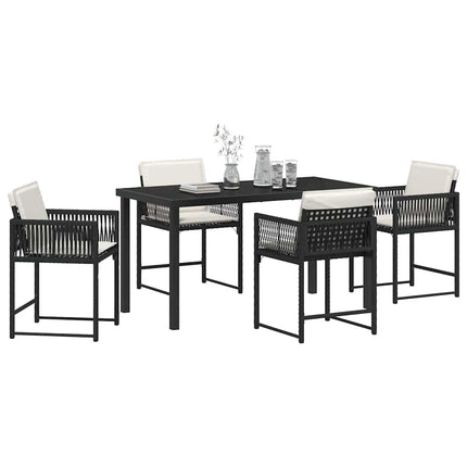 Trädgårdsmöbelset 5 pcs Svart konstrotting