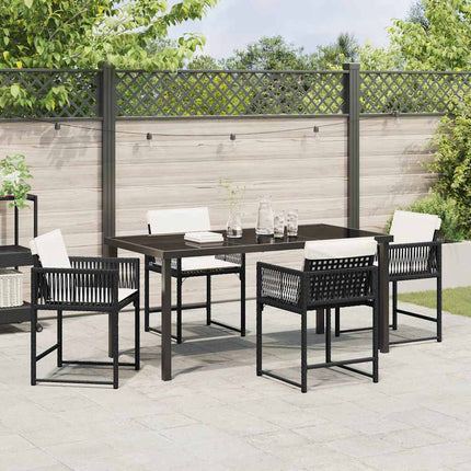 Trädgårdsmöbelset 5 pcs Svart konstrotting