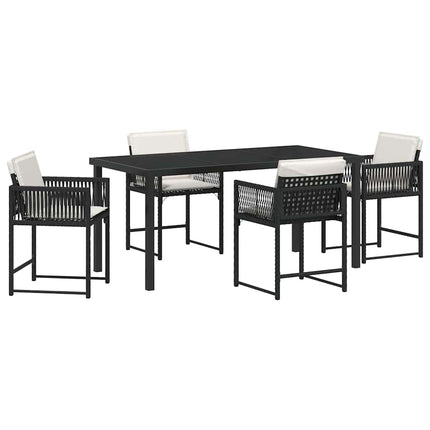 Trädgårdsmöbelset 5 pcs Svart konstrotting