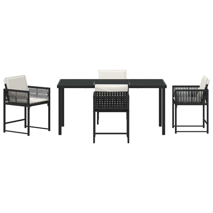 Trädgårdsmöbelset 5 pcs Svart konstrotting