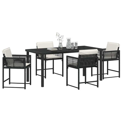 Trädgårdsmöbelset 5 pcs Svart konstrotting