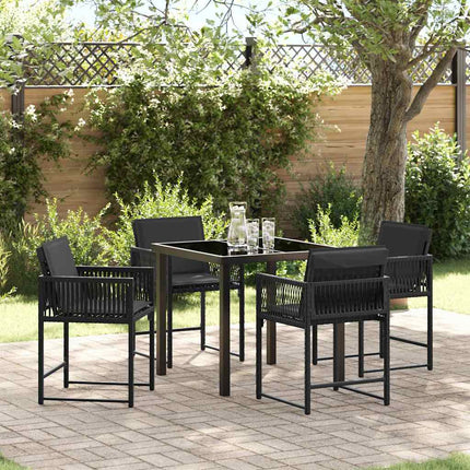 Trädgårdsmöbelset 5 pcs Svart konstrotting